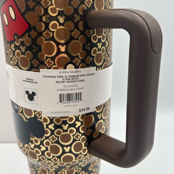 *New* Vera Bradley Disney Mickey Mouse Icon Tumbler W/ Gold/Brown Background - Picture 6 of 13